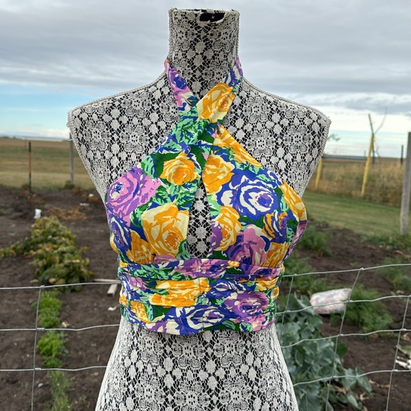 BNWT Zara Purple Floral Print Crop Top - Picture 6 of 14